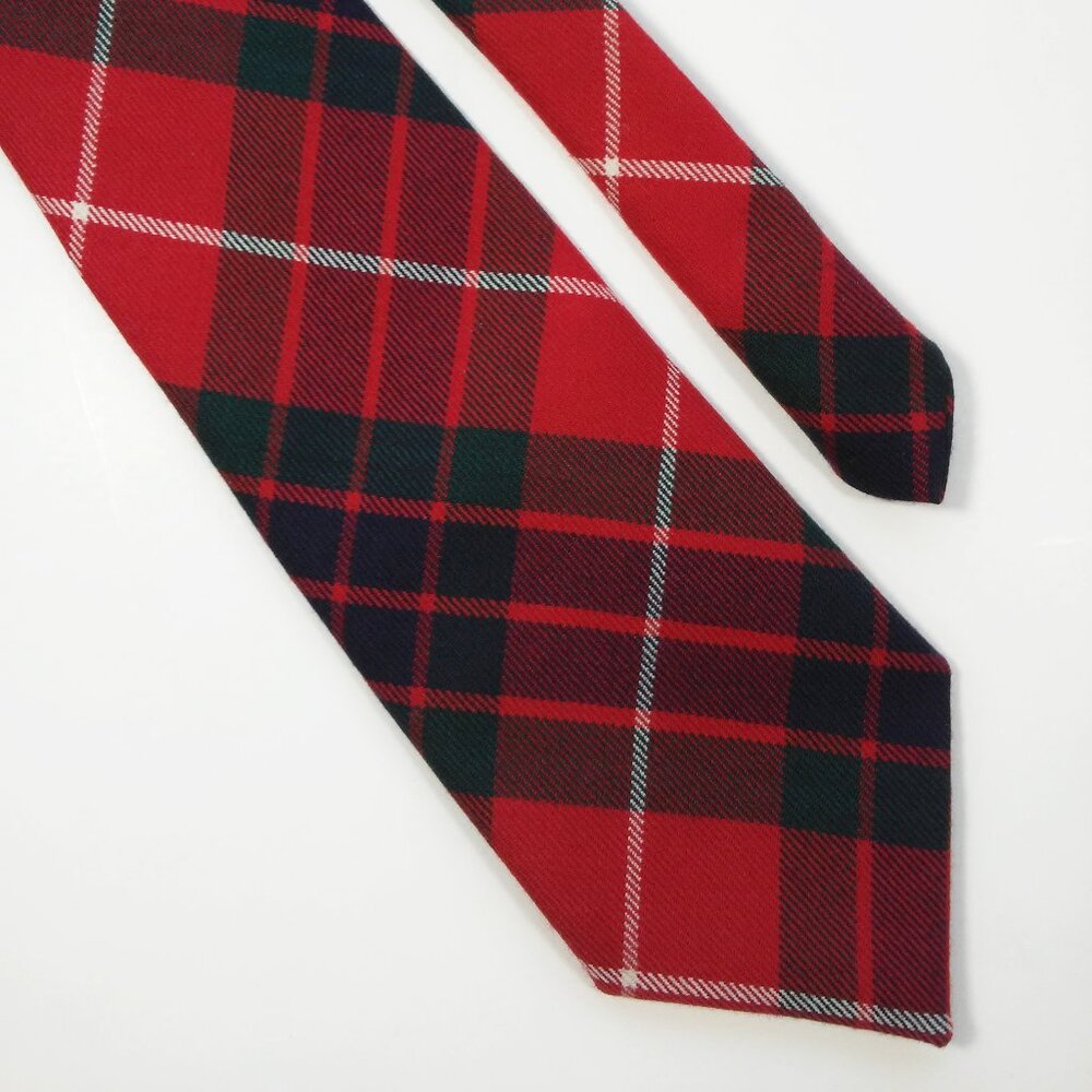Clans Of Scotland 100% Wool Tie Red Plaid Tartan Necktie